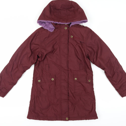 Peter Storm Girls Red Parka Coat 11-12 Years Hooded Winter