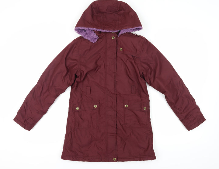 Peter Storm Girls Red Parka Coat 11-12 Years Hooded Winter