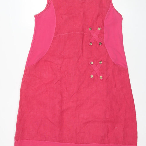 Billi Pink Linen Sleeveless Dress, Size 12, Women's Casual