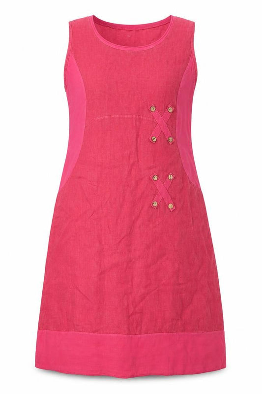 Front view of Billi Pink Linen Sleeveless Dress, size 12, Women's Casual