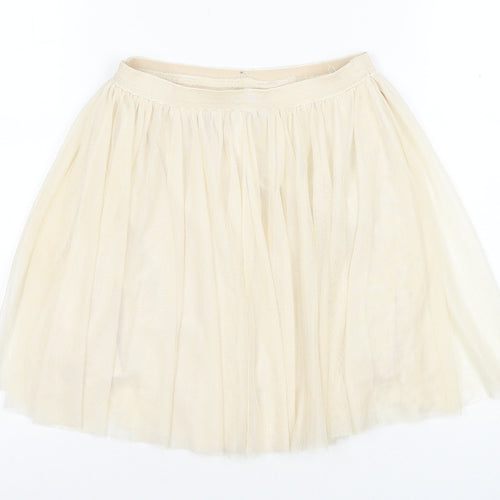 Bershka Women Beige A-Line Skirt M Knee Pleated