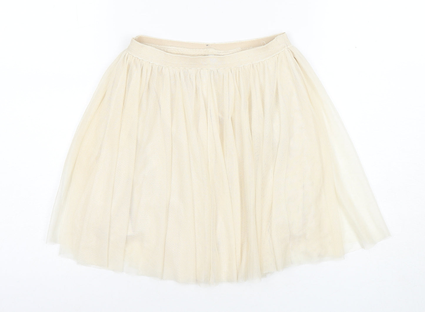 Bershka Women Beige A-Line Skirt M Knee Pleated