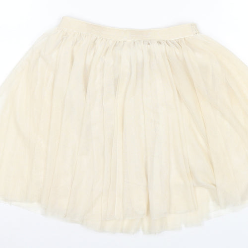 Bershka Women Beige A-Line Skirt M Knee Pleated
