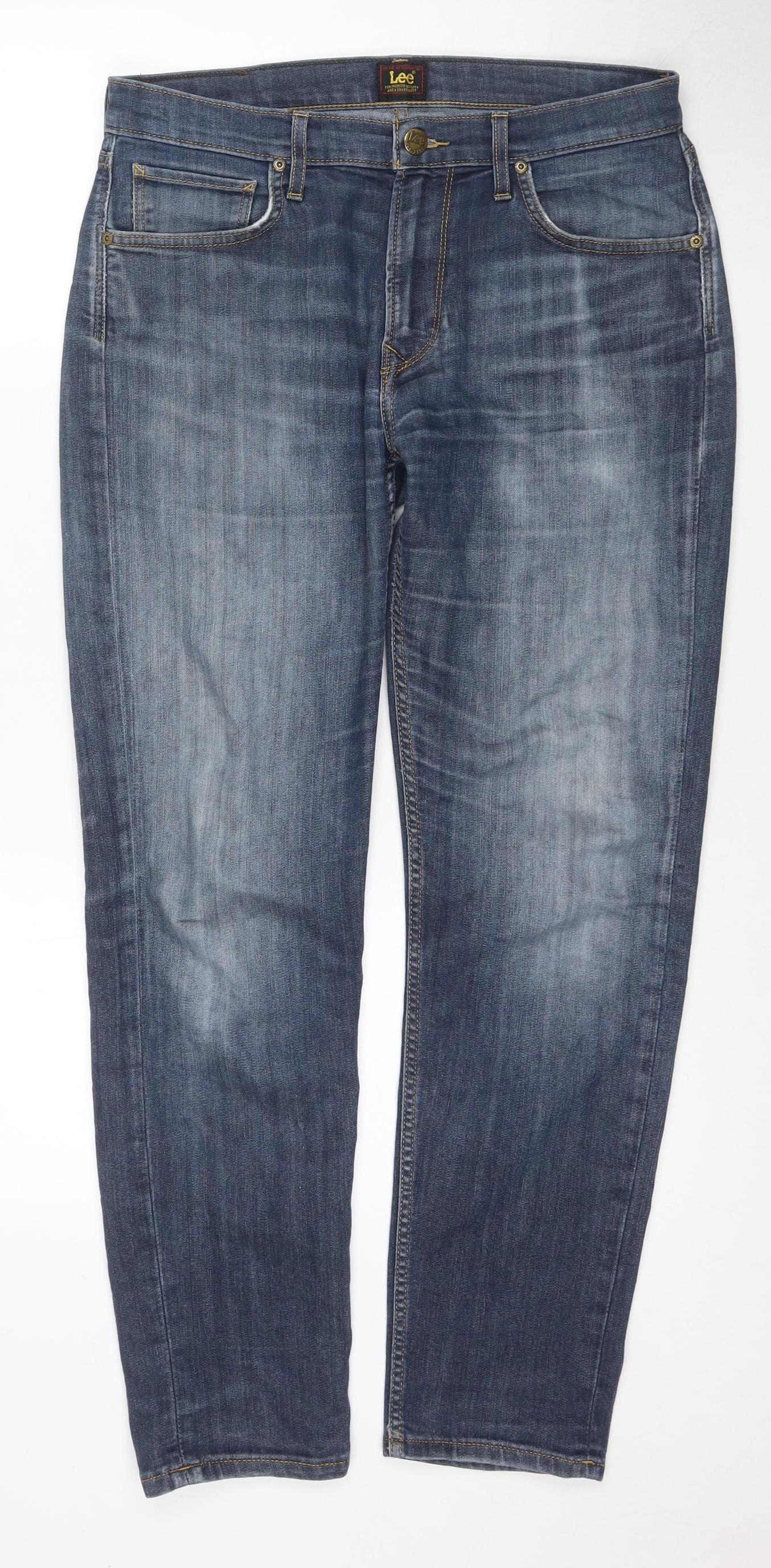 Lee Men's Blue Straight Fit Denim Jeans Size 31