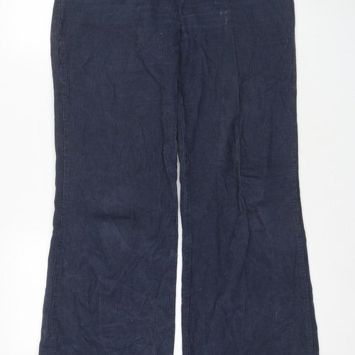 Sisley Women's Blue Straight-Leg Cotton Trousers