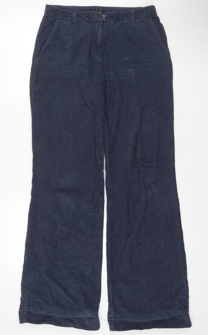 Sisley Women's Blue Straight-Leg Cotton Trousers