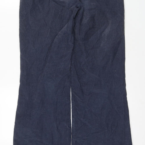 Sisley Women's Blue Straight-Leg Cotton Trousers
