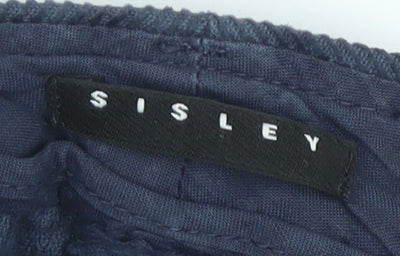 Sisley Women's Blue Straight-Leg Cotton Trousers