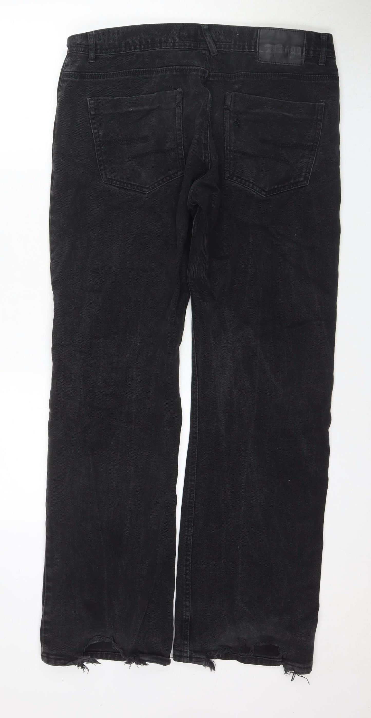 Enzo Men's Black Straight Jeans Size 36 Regular