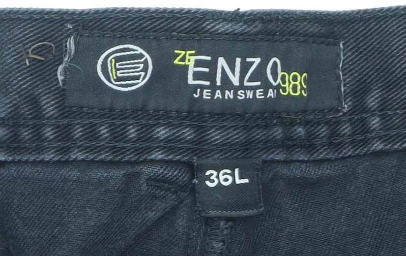 Enzo Men's Black Straight Jeans Size 36 Regular