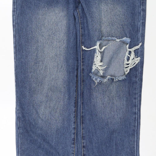 Mennace Blue Distressed Straight Jeans Size 32 Unisex