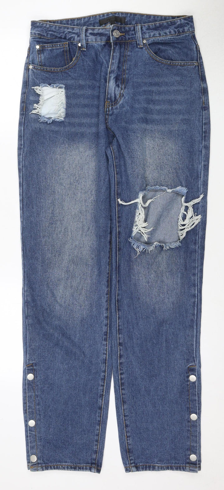 Mennace Blue Distressed Straight Jeans Size 32 Unisex