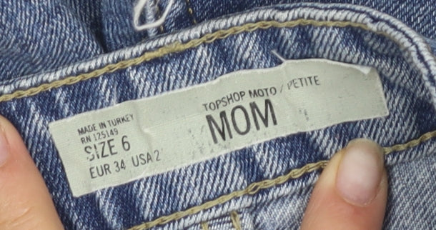 Topshop Women's Blue Mom Shorts Size 6 Petite Denim