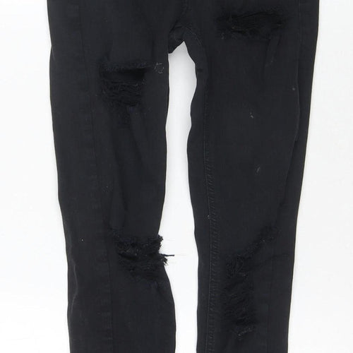 Topshop Women Black Skinny Jeans Size 10 Distressed