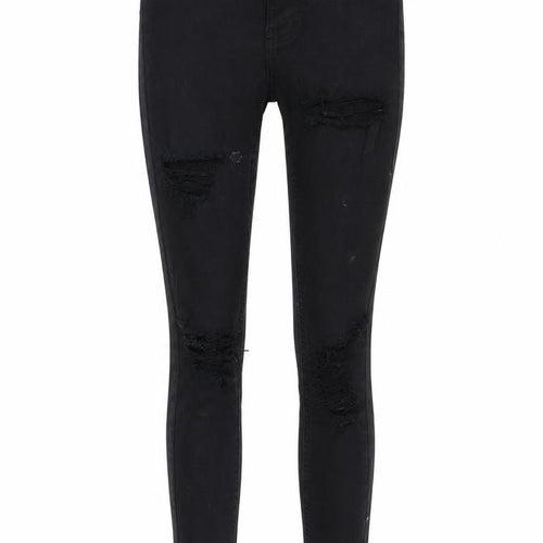 Topshop Women Black Skinny Jeans Size 10 Distressed
