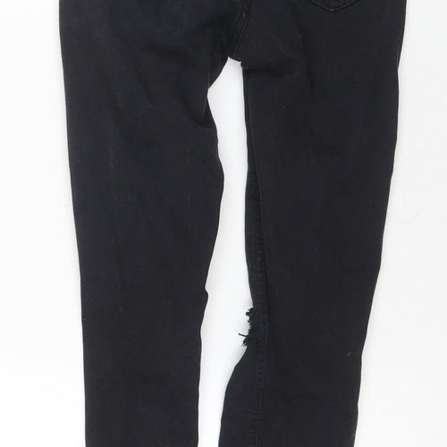 Topshop Women Black Skinny Jeans Size 10 Distressed