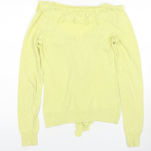 Laura Ashley Women's Yellow Cardigan UK 8 V-Neck Linen Cotton