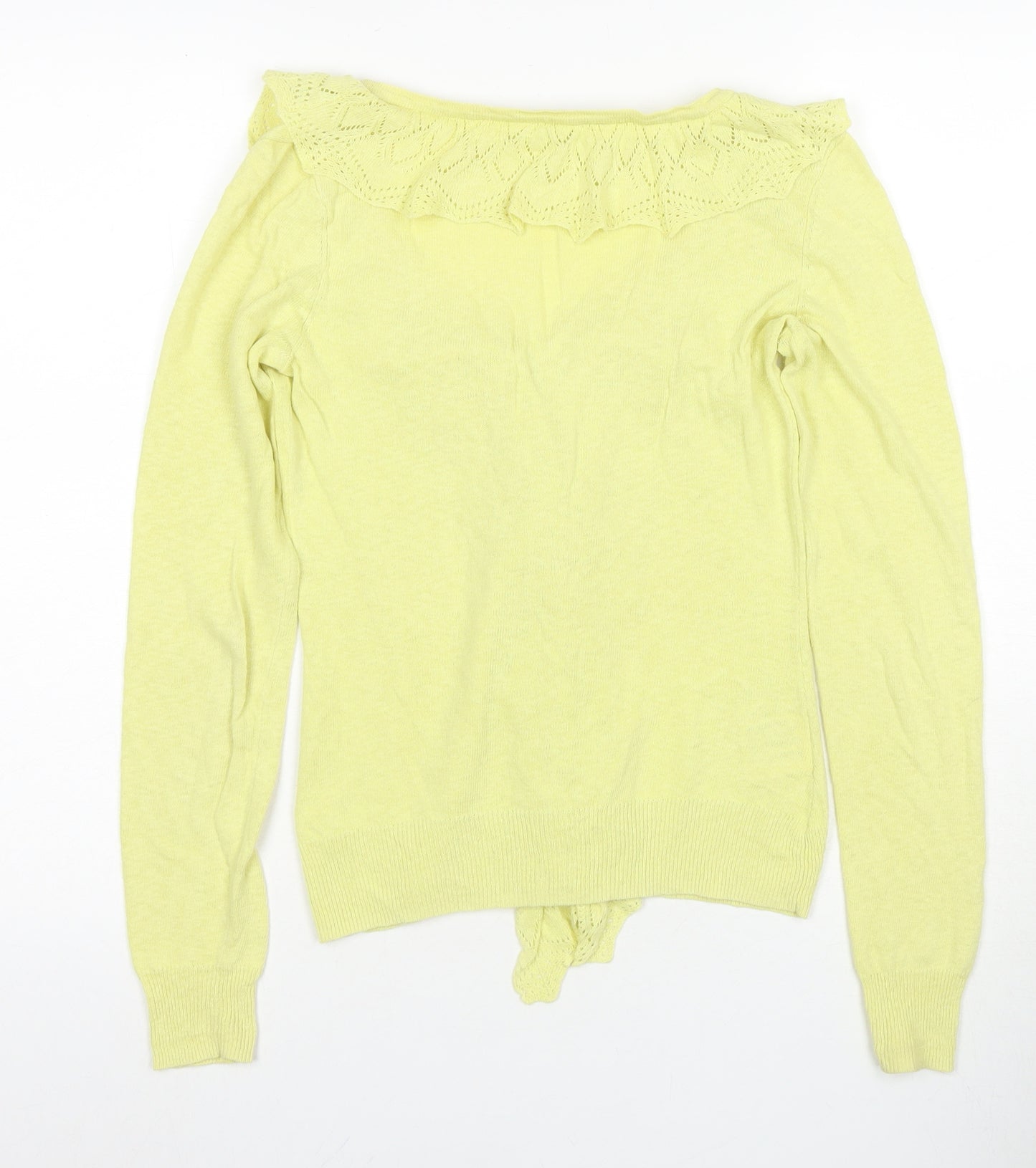 Laura Ashley Women's Yellow Cardigan UK 8 V-Neck Linen Cotton