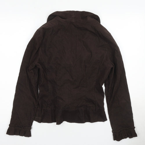 Rocha John Rocha Brown Cotton Womens Ruffled Jacket Size 12