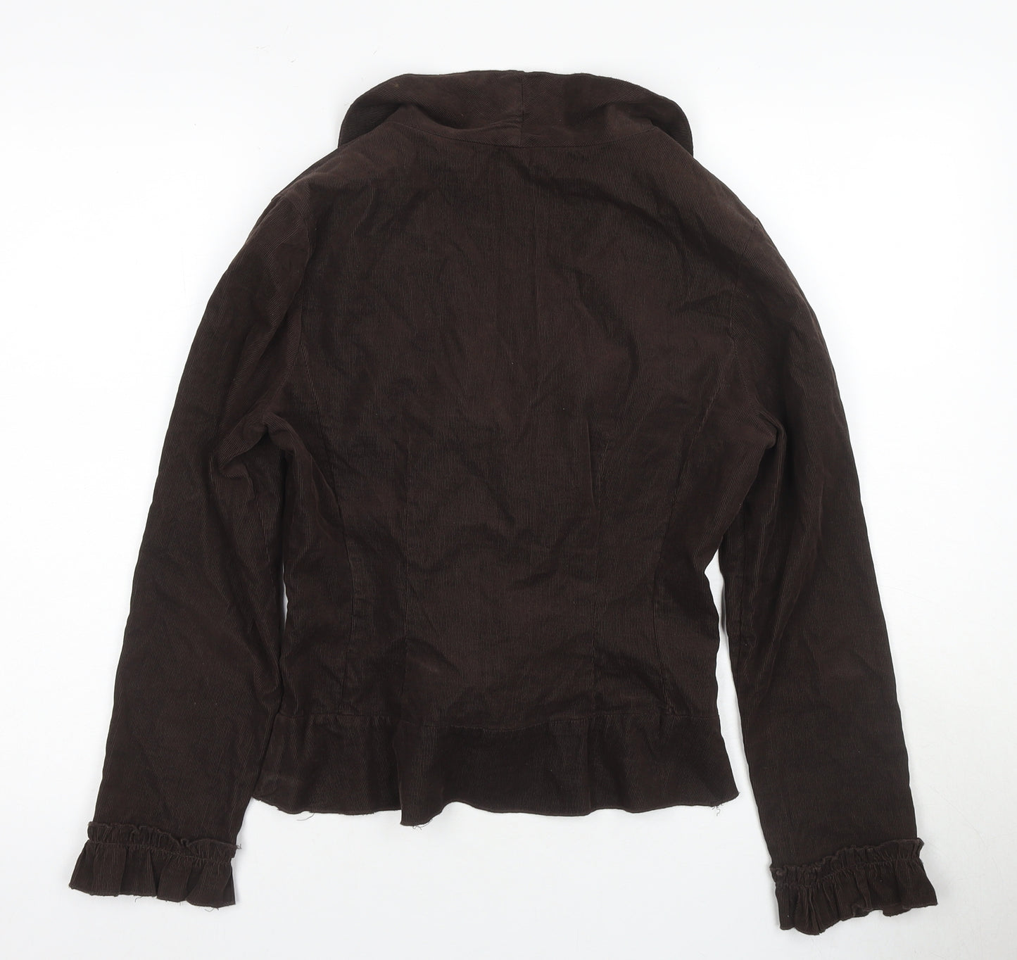 Rocha John Rocha Brown Cotton Womens Ruffled Jacket Size 12