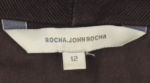 Rocha John Rocha Brown Cotton Womens Ruffled Jacket Size 12
