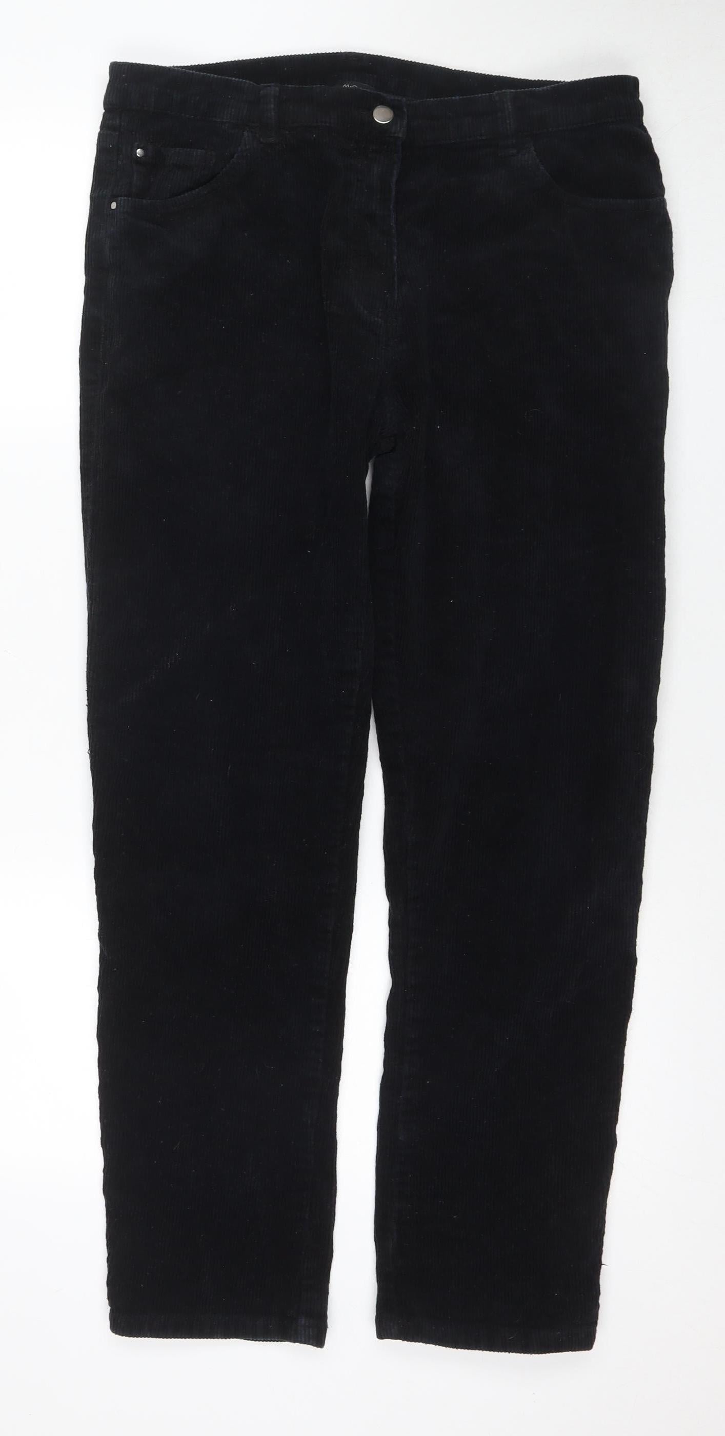 M&Co Women's Black Corduroy Trousers Size 12