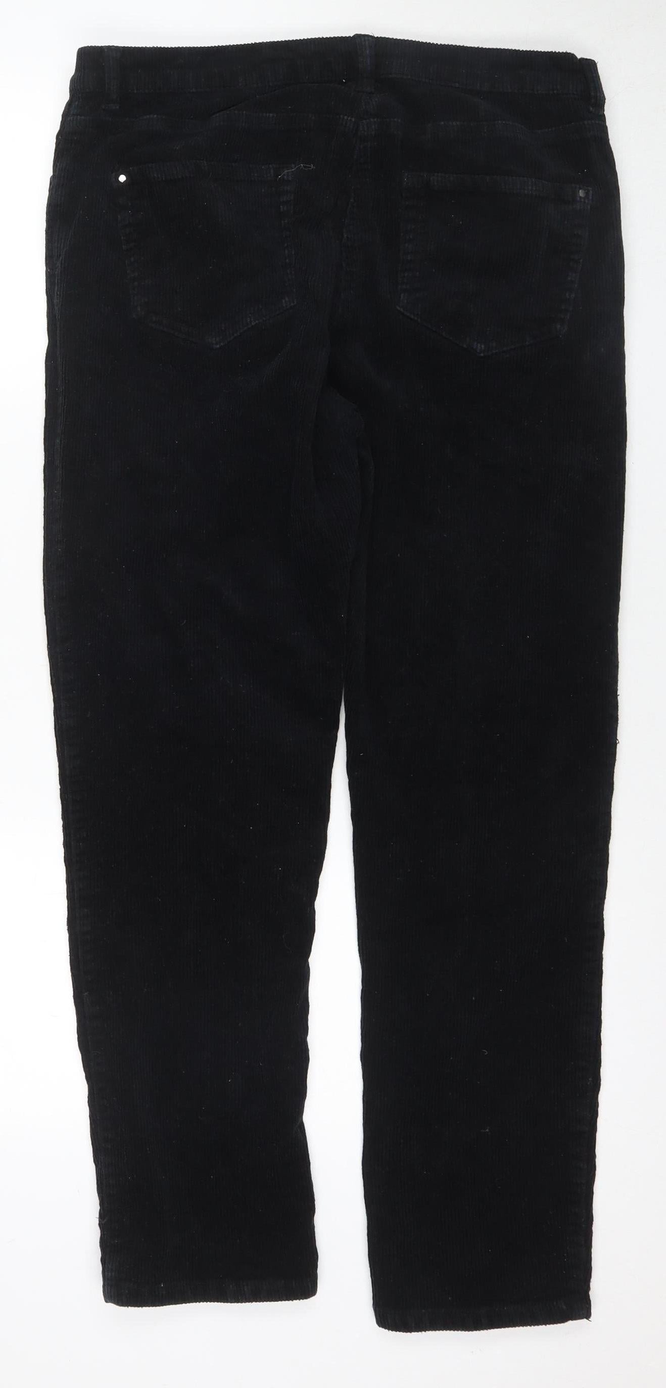 M&Co Women's Black Corduroy Trousers Size 12