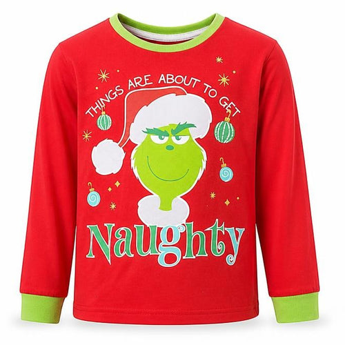 Boys Red & Green Grinch Christmas Pyjama Top Size 5-6Y
