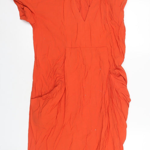 Whistles Red Women's V-Neck Short Sleeve Dress, Size 4