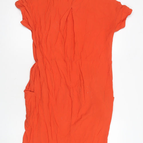 Whistles Red Women's V-Neck Short Sleeve Dress, Size 4