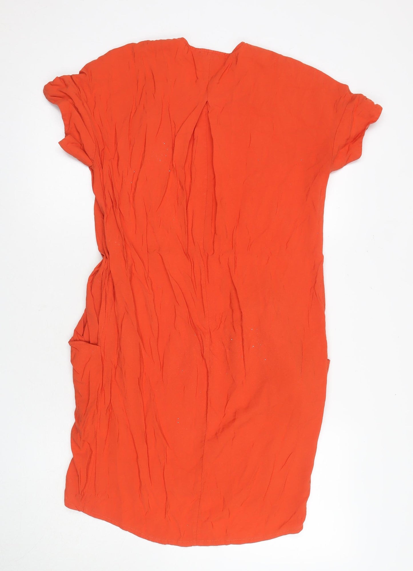 Whistles Red Women's V-Neck Short Sleeve Dress, Size 4