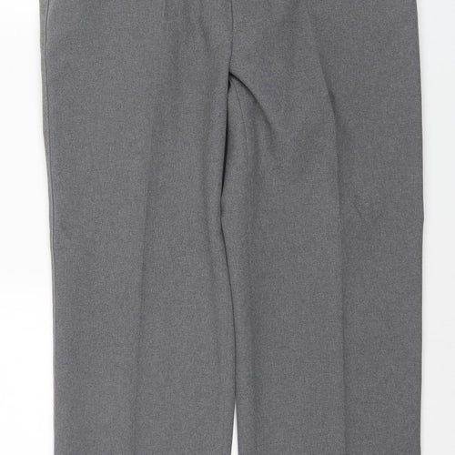 Ralph Men's Grey Trousers, L Size, Flat Front, Casual