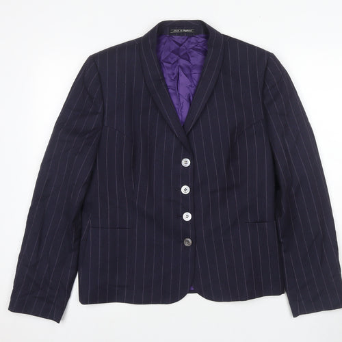 Chester Barrie Women Blue Pinstripe Wool Suit Jacket