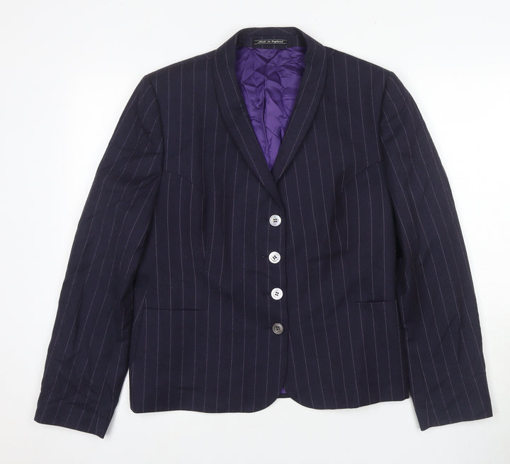 Chester Barrie Women Blue Pinstripe Wool Suit Jacket