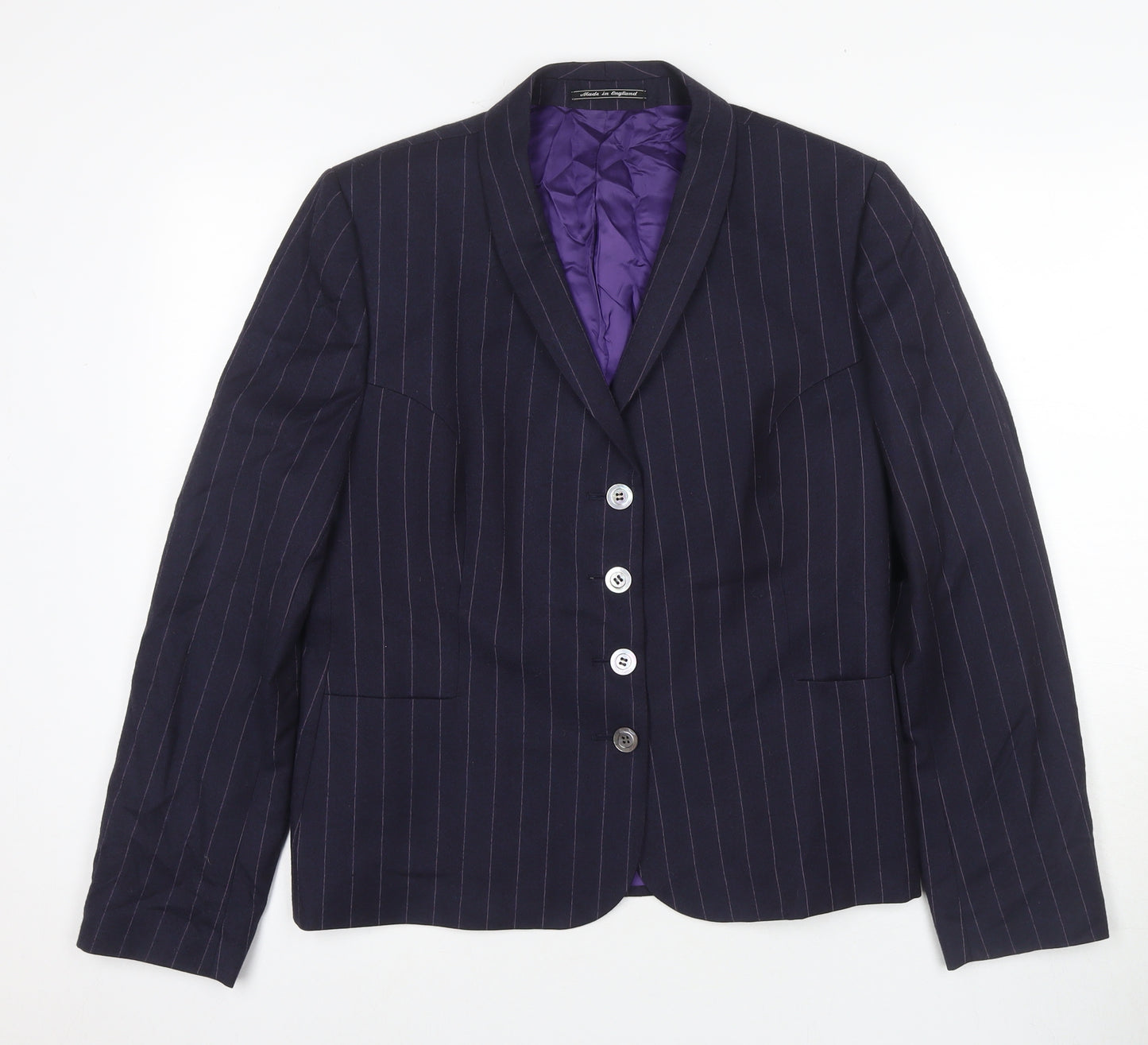 Chester Barrie Women Blue Pinstripe Wool Suit Jacket