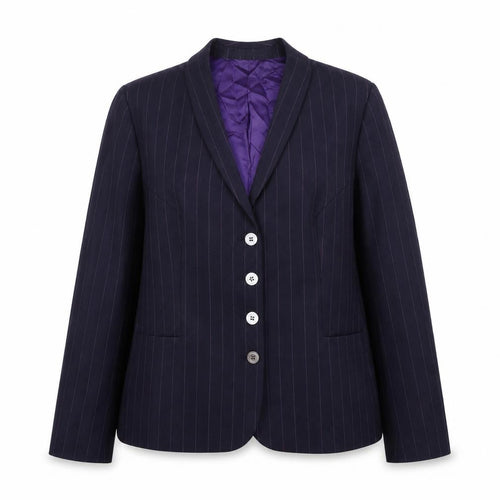 Chester Barrie Women Blue Pinstripe Wool Suit Jacket
