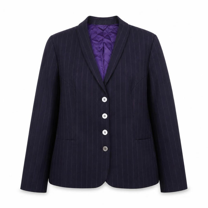 Chester Barrie Women Blue Pinstripe Wool Suit Jacket
