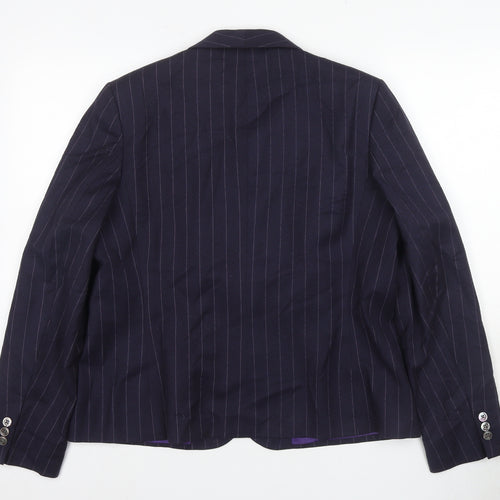 Chester Barrie Women Blue Pinstripe Wool Suit Jacket