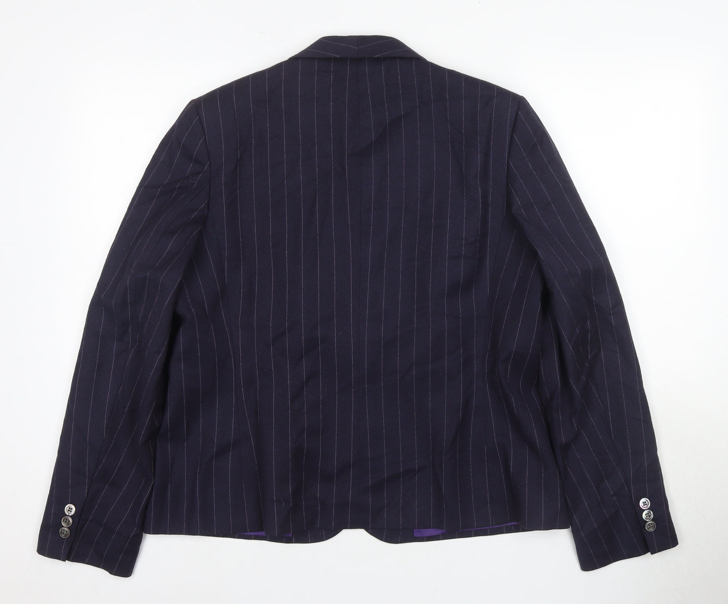 Chester Barrie Women Blue Pinstripe Wool Suit Jacket