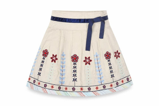 Debenhams Girls Beige Embroidered Skirt, Size 3 Years