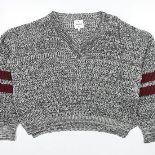 Soulcal & Co Men's Grey V-Neck Pullover Jumper