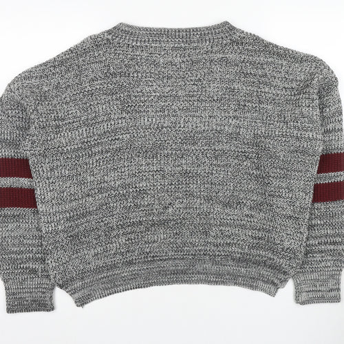 Soulcal & Co Men's Grey V-Neck Pullover Jumper