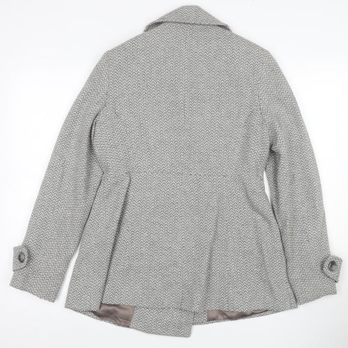 Jasper Conran Women's Grey Herringbone Pea Coat Size 12
