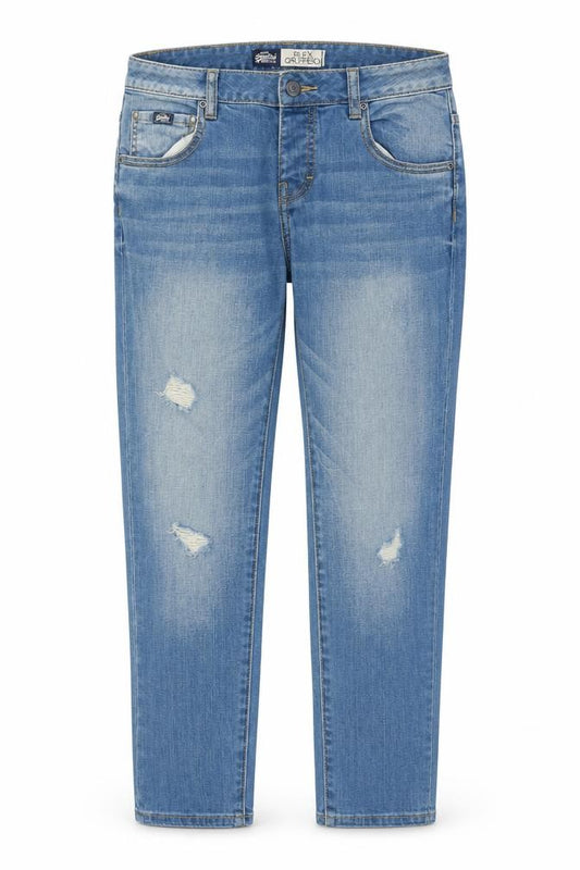 Front view of Superdry Women's Blue Boyfriend Jeans, size 4