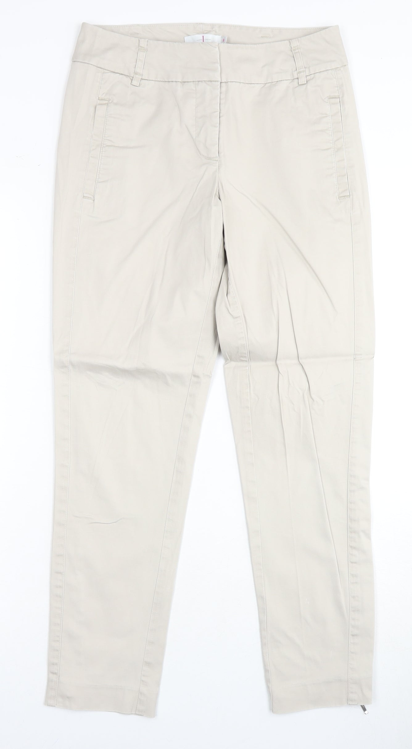 Jasper Conran Women's Beige Twill Trousers Size 8