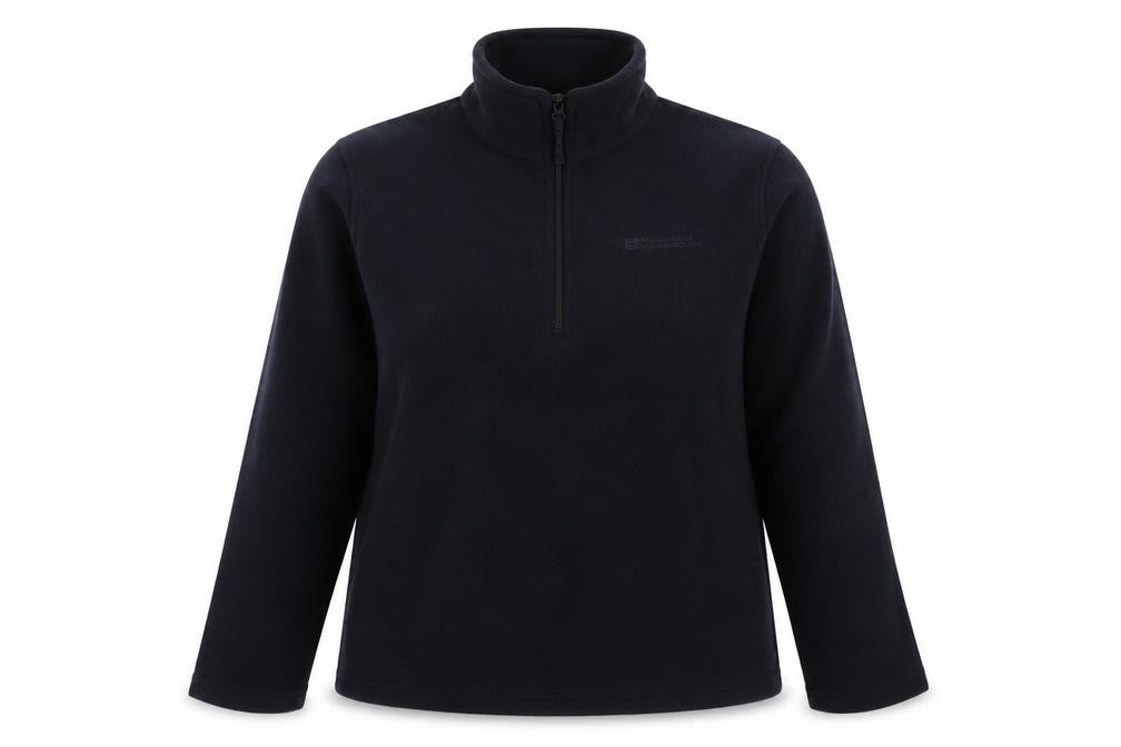 Front view of Modern Warehouse unisex blue pullover sweatshirt, size 14