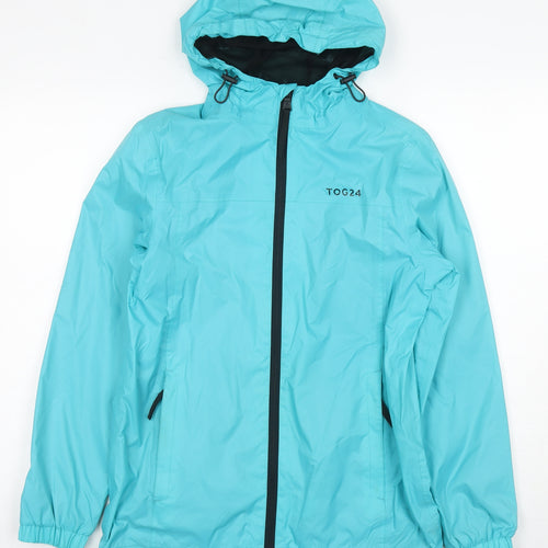 TOG24 Women's Blue Rain Coat, Size 10, Hooded, Waterproof