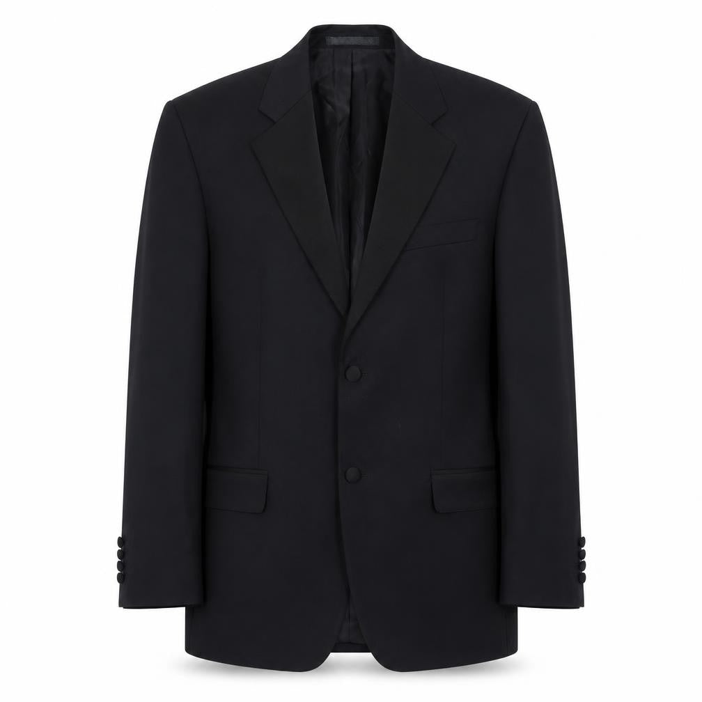 Front view of Jaeger Men's Black Wool Tuxedo Jacket 40S