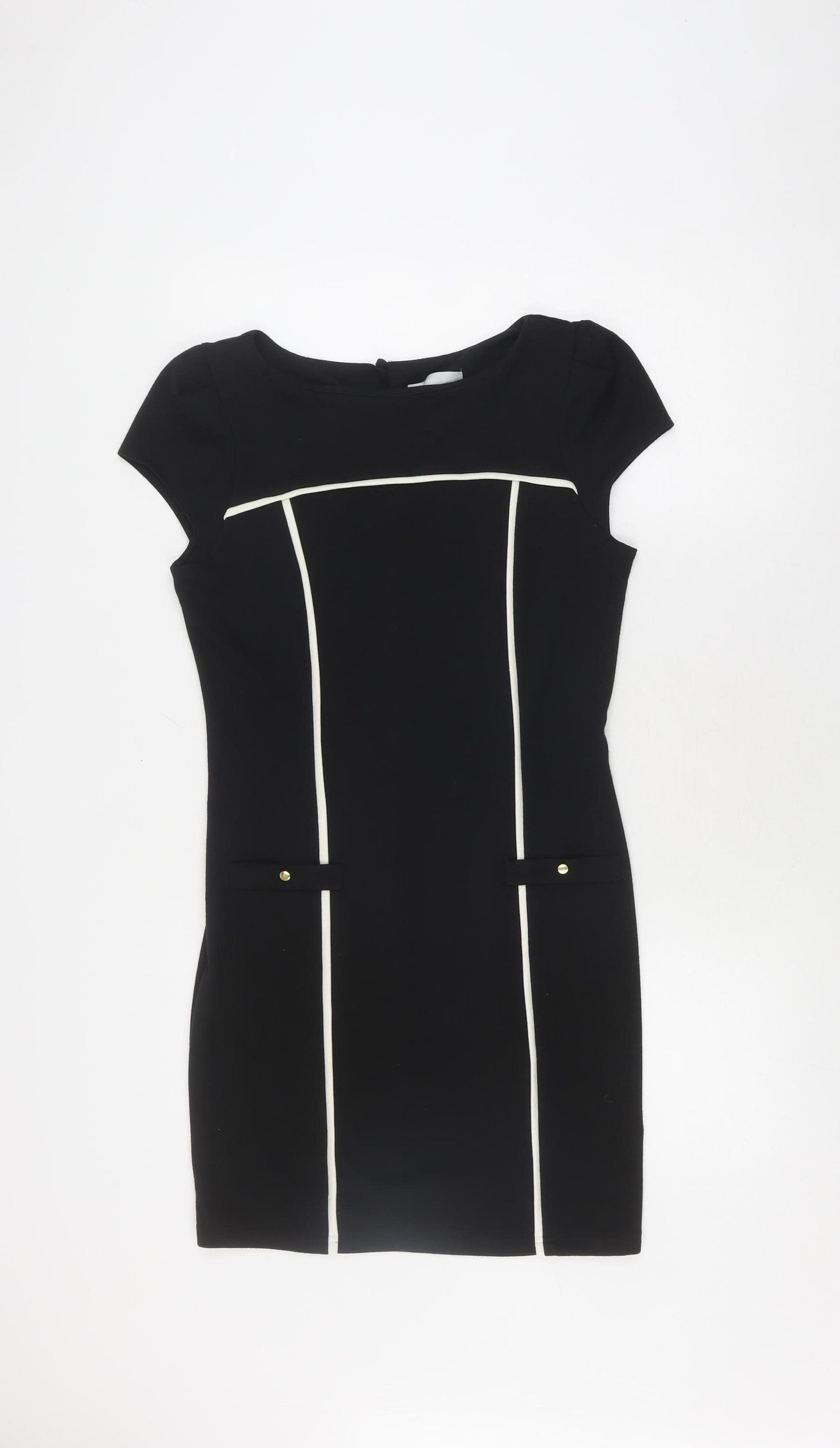 Red Herring Women's Black Colourblock Dress - Size 12