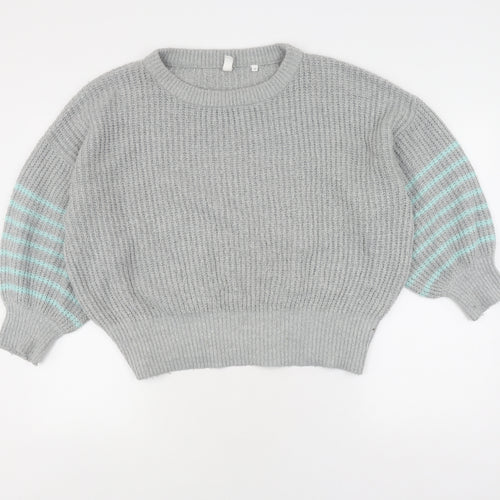 And/Or Women's Grey Striped Pullover Jumper Size 12